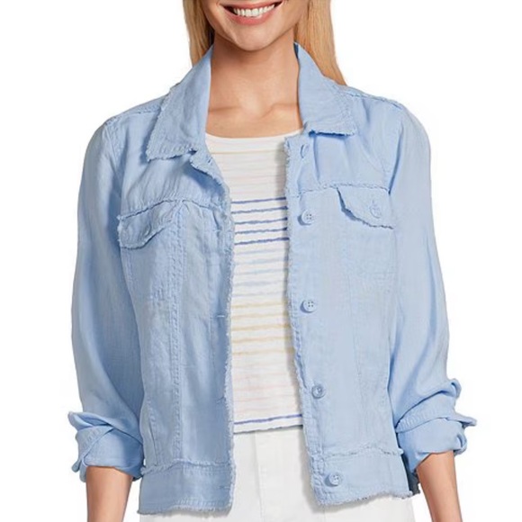 Tommy Bahama Jackets & Blazers - Tommy Bahama Two Palm Raw Edge Point Collar Long Sleeve Button Front Jacket